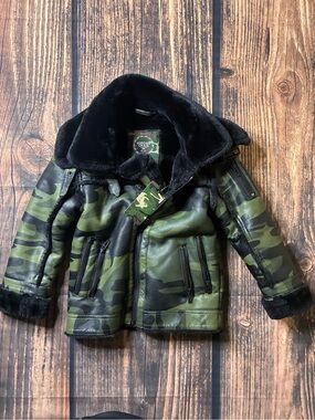 Jordan Craig Kids Camo Faux-Shearling Puffer Jacket - Green & Black